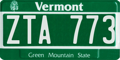VT license plate ZTA773