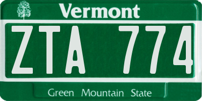 VT license plate ZTA774