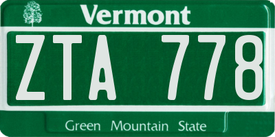 VT license plate ZTA778