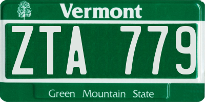 VT license plate ZTA779