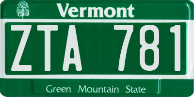 VT license plate ZTA781