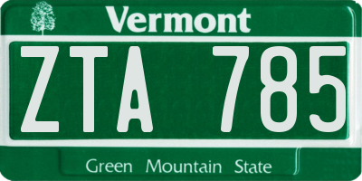 VT license plate ZTA785