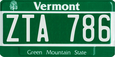 VT license plate ZTA786