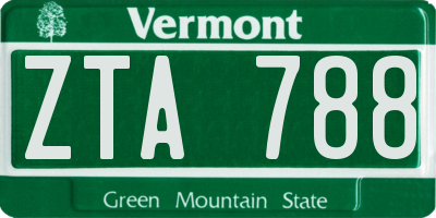 VT license plate ZTA788