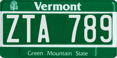 VT license plate ZTA789