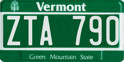 VT license plate ZTA790