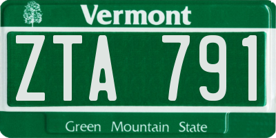 VT license plate ZTA791