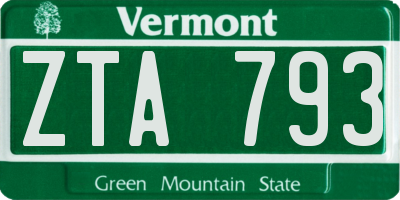 VT license plate ZTA793