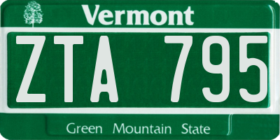 VT license plate ZTA795