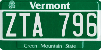 VT license plate ZTA796