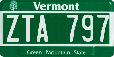 VT license plate ZTA797
