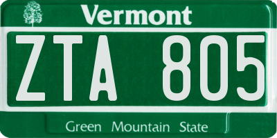 VT license plate ZTA805