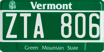 VT license plate ZTA806