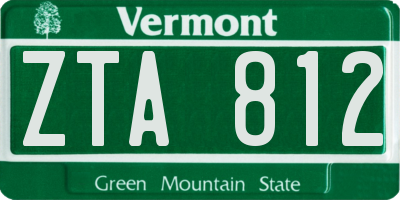 VT license plate ZTA812