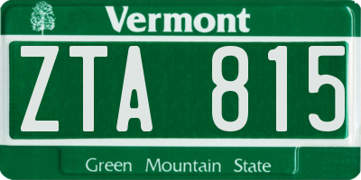 VT license plate ZTA815