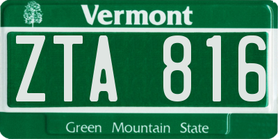 VT license plate ZTA816
