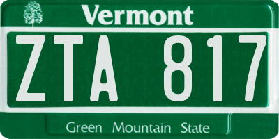 VT license plate ZTA817