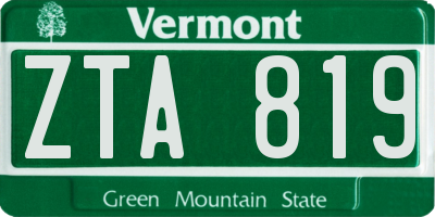VT license plate ZTA819