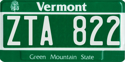 VT license plate ZTA822