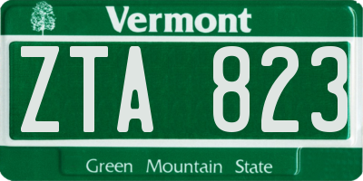 VT license plate ZTA823