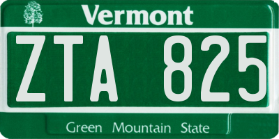 VT license plate ZTA825