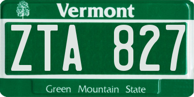 VT license plate ZTA827