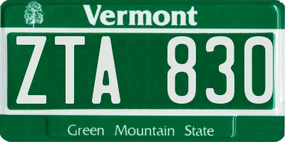 VT license plate ZTA830