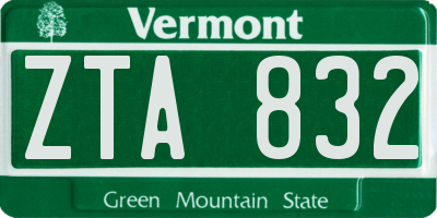VT license plate ZTA832