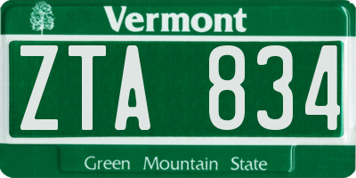 VT license plate ZTA834