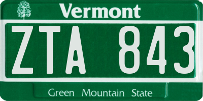 VT license plate ZTA843