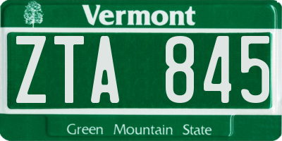 VT license plate ZTA845