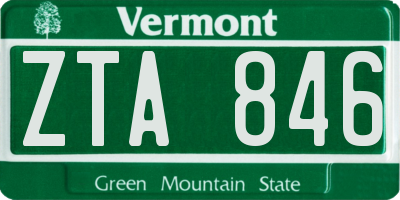 VT license plate ZTA846