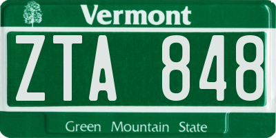 VT license plate ZTA848