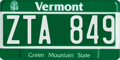 VT license plate ZTA849