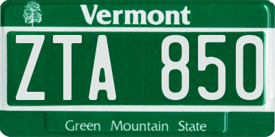 VT license plate ZTA850