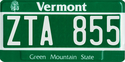 VT license plate ZTA855