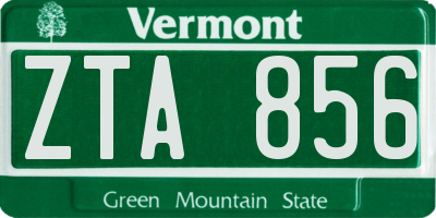 VT license plate ZTA856