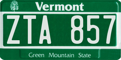 VT license plate ZTA857