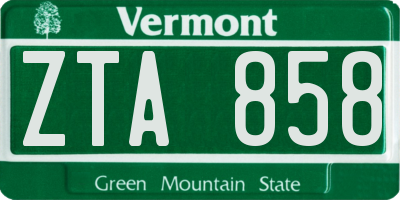 VT license plate ZTA858