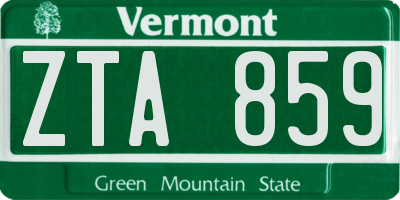VT license plate ZTA859
