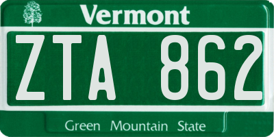 VT license plate ZTA862