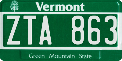 VT license plate ZTA863
