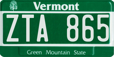 VT license plate ZTA865