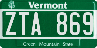 VT license plate ZTA869