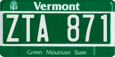 VT license plate ZTA871