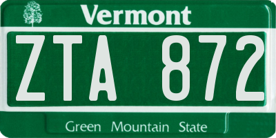 VT license plate ZTA872