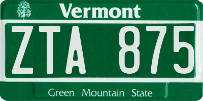 VT license plate ZTA875