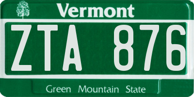 VT license plate ZTA876