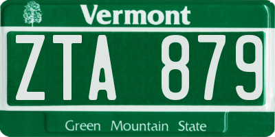 VT license plate ZTA879