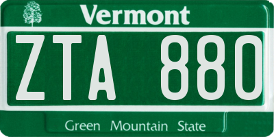 VT license plate ZTA880
